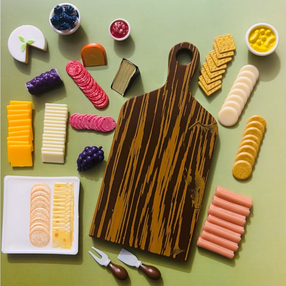 20pcs Charcuterie Board w/ Cheeses, Meats, Crackers, & MORE for Dollhouse